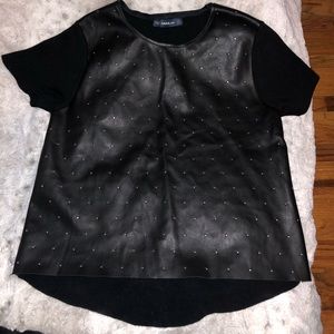 Zara Leather Metallic Stud Top